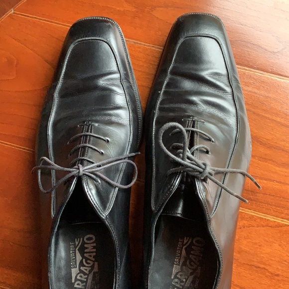 Salvatore Ferragamo Men’s Black Leather Oxford Size 12 - Picture 8 of 10